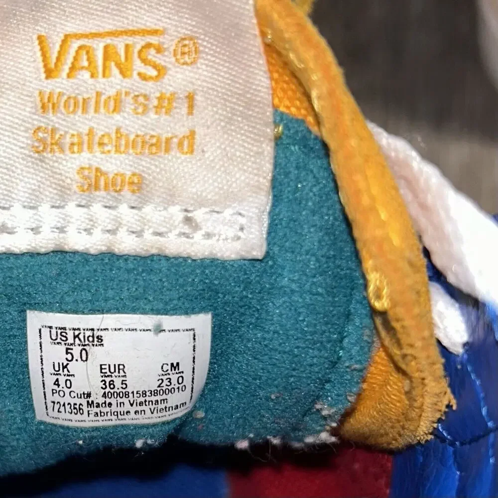 Vans Sk8-Hi Pro Classics Red Yellow Blue Green Suede Skate Shoes Youth US Size 5